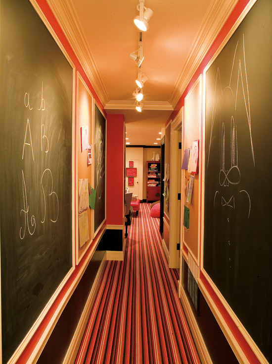 Basement Hallway With Chalk Walls